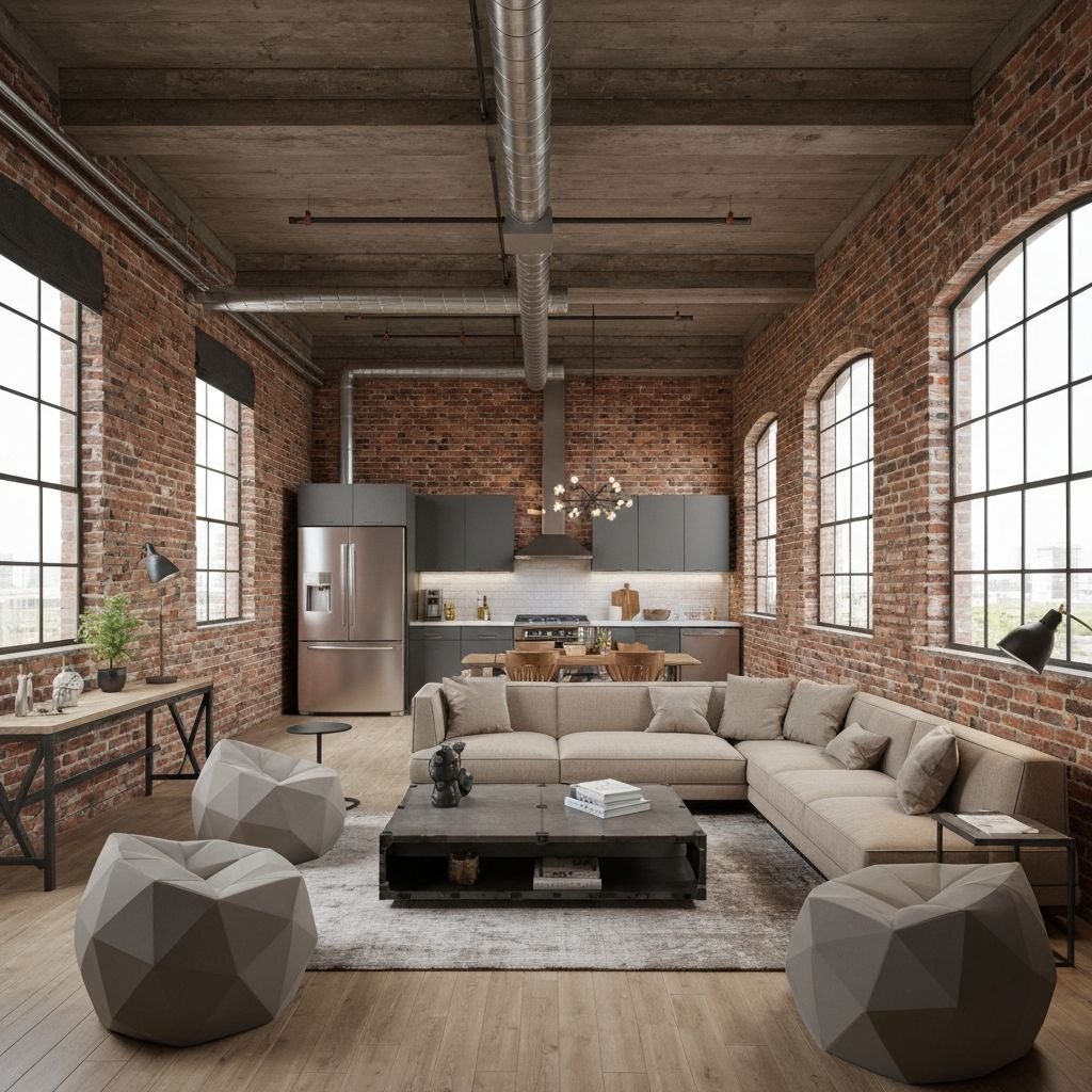 Home industrial loft apartment renovation interior bric (1)
