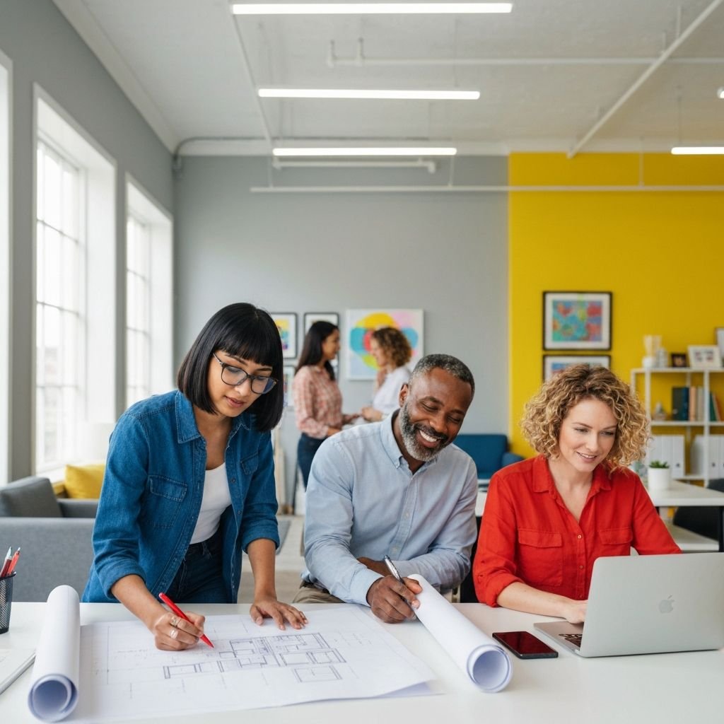 interior design studio workspace creative team
