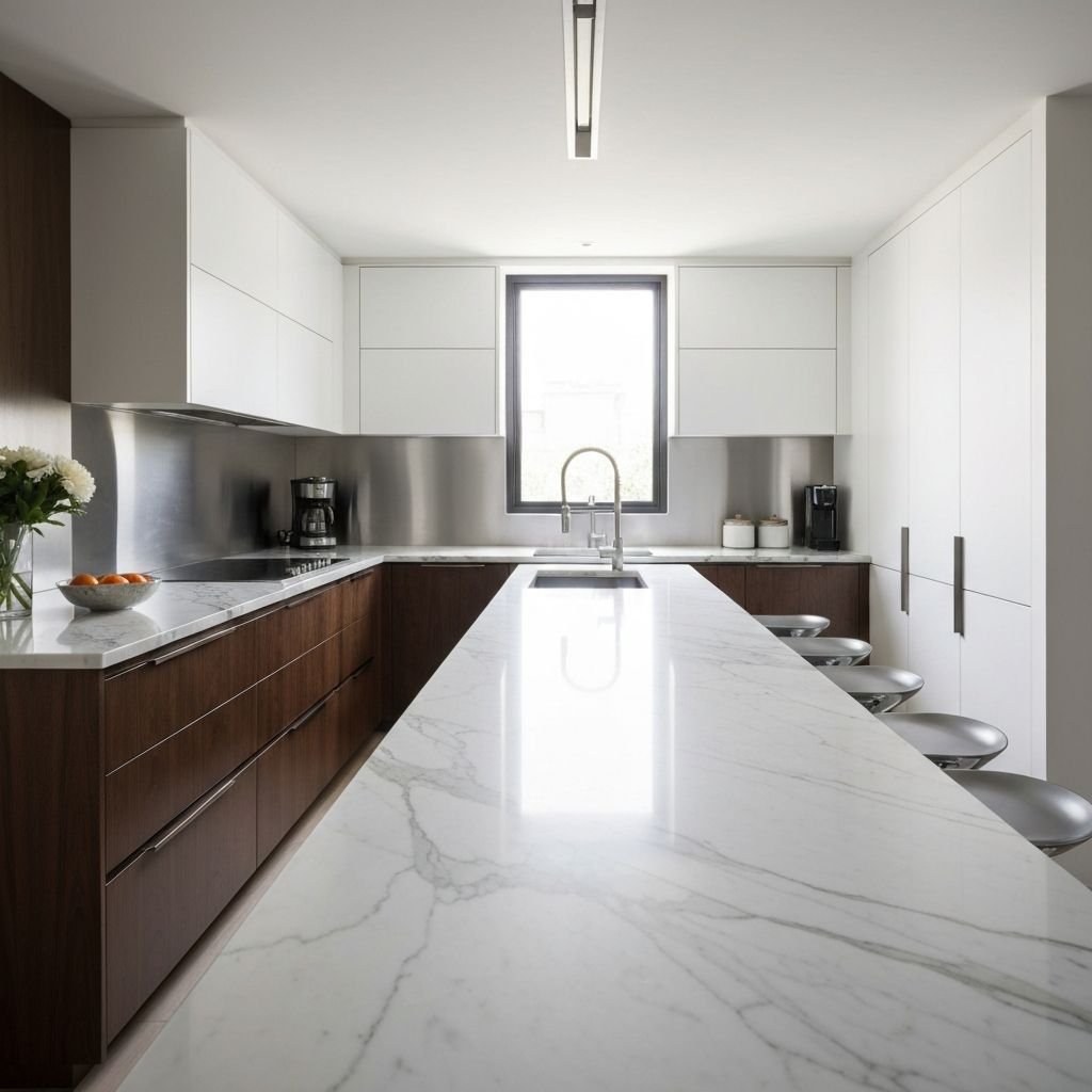 Home modern kitchen interior marble countertops