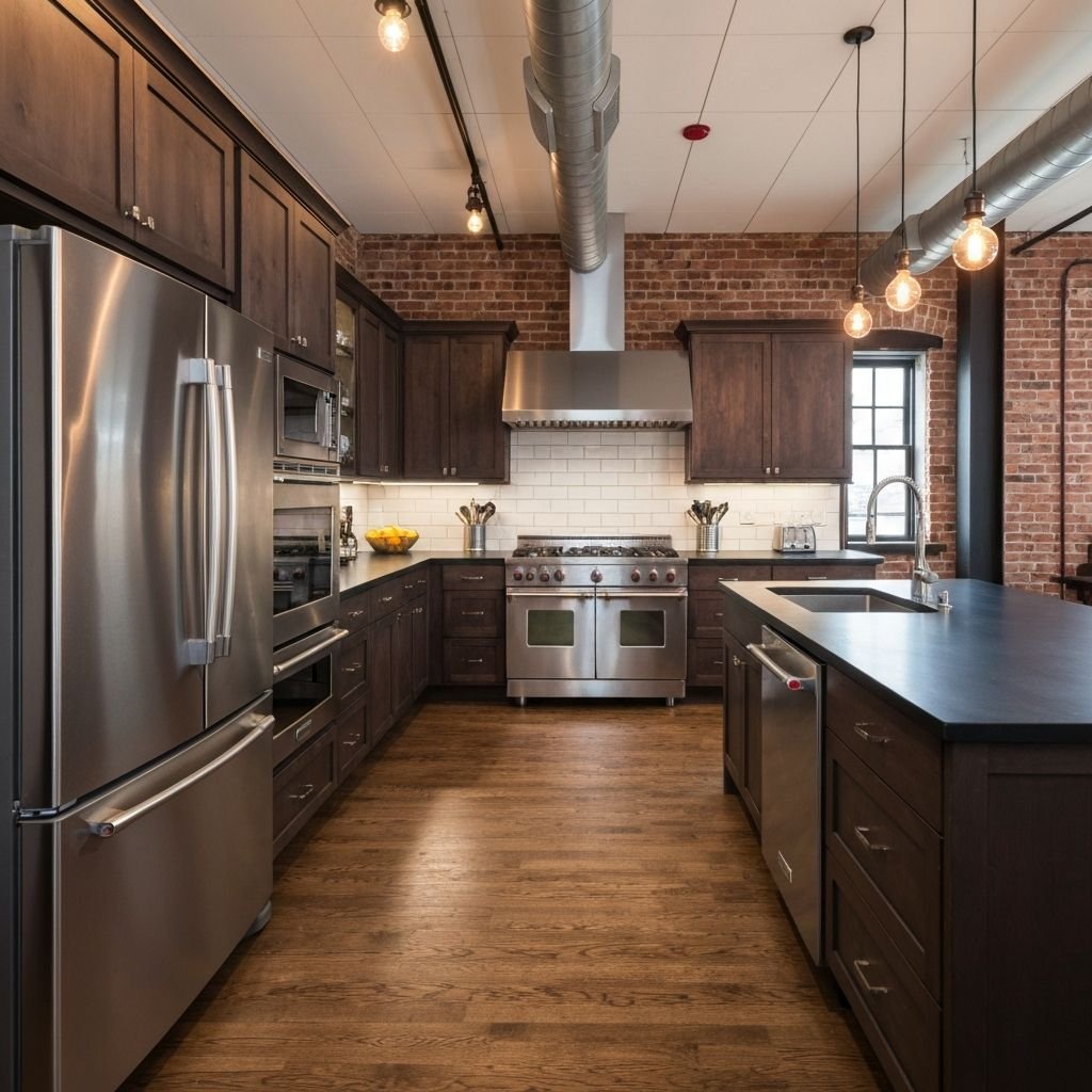 Home modern loft kitchen stainless steel industrial